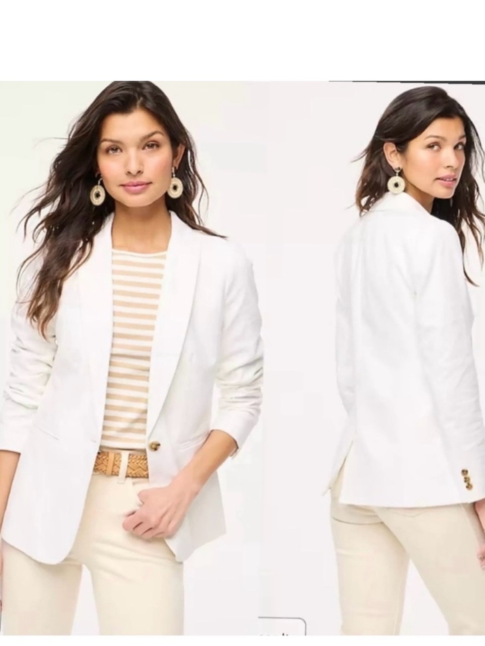 J. Crew Women's White Cotton Blazer